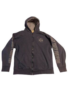 Vintage West Coast Choppers Jesse James Zip Hoodie Motorcycle Blue Size M Rare